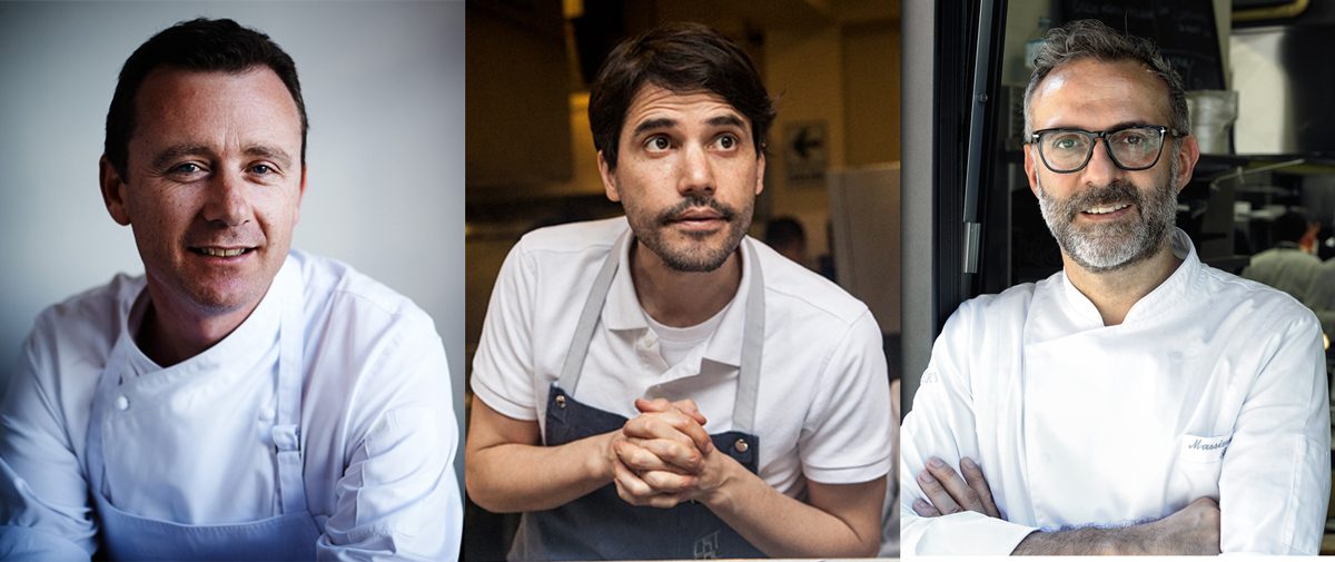 From left: Dan Hunter of Brae, Virgilio Martinez of Central, Massimo Bottura of Osteria Franciscana