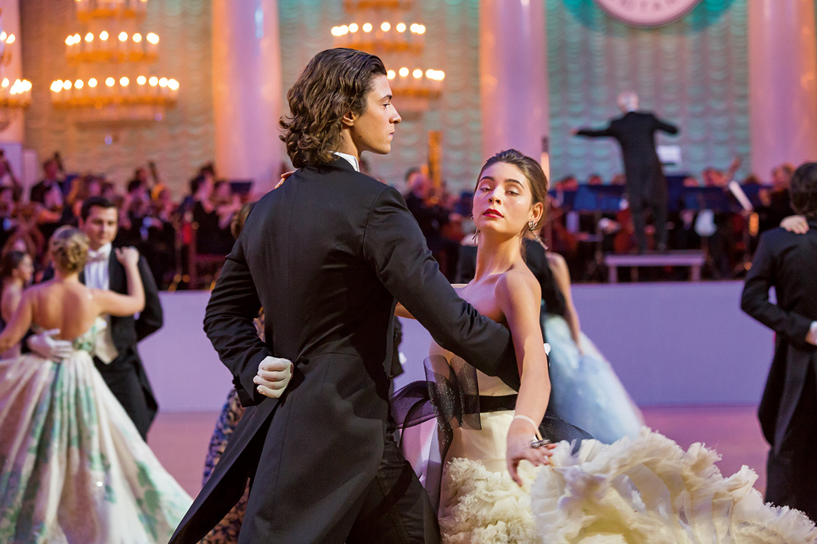Debutantes with partners from the Bolshoi Ballet at the Tatler ball, held at the Palace of Unions, Moscow, 2014