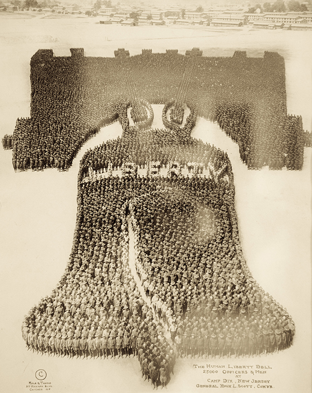 The Human Liberty Bell, 25,000 Officers & Men, at Camp Dix, New Jersey, General Hugh L. Scott, CMDR, 1918 by Mole & Thomas. From Hunt’s Three Ring Circus