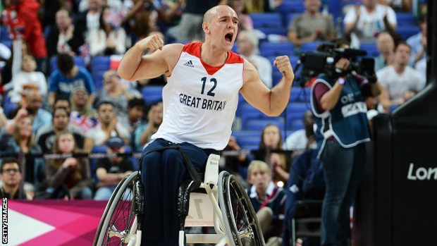Team GB's Terry Bywater in one of the 3D printed wheelchairs