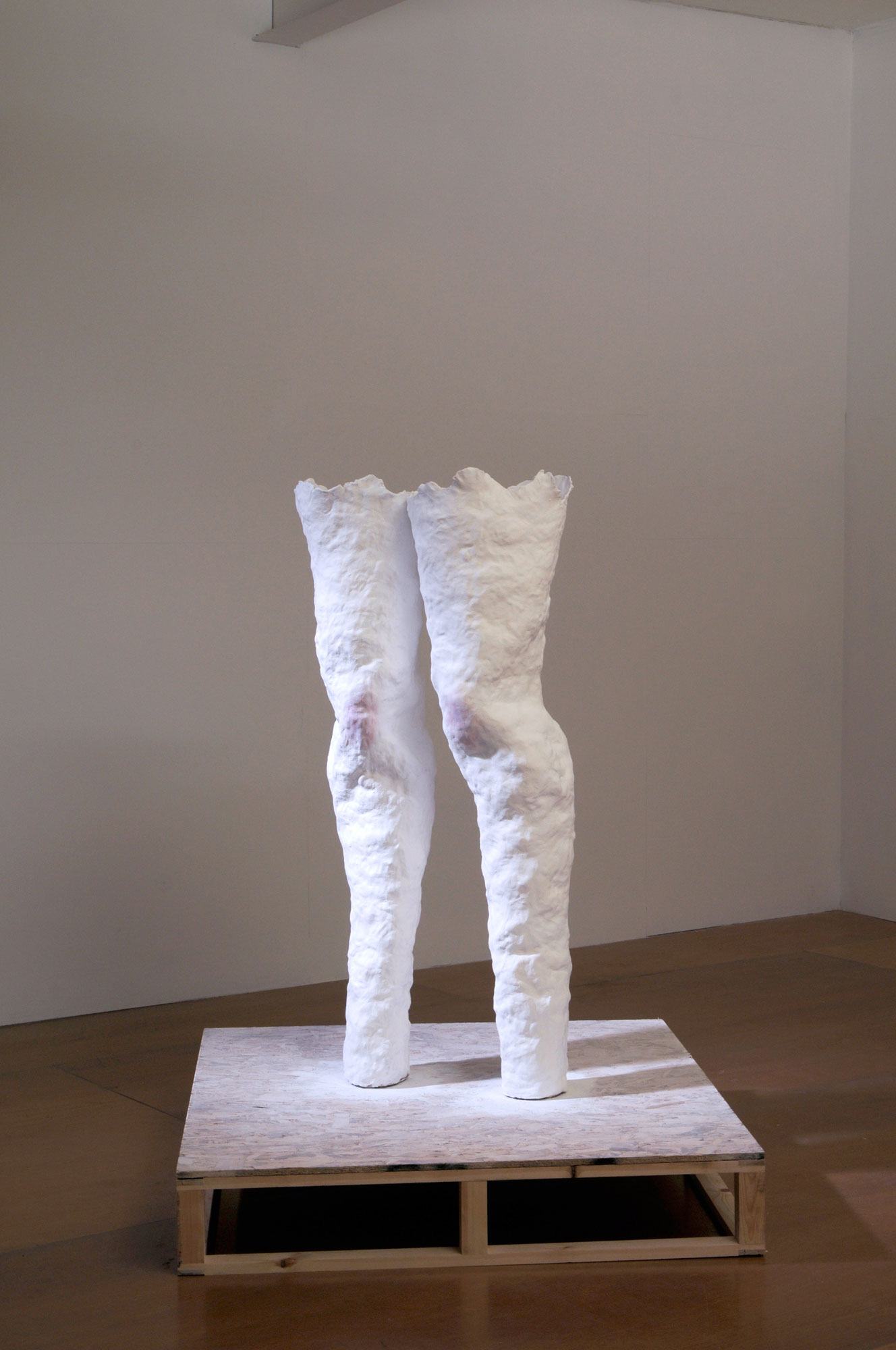 Leg Plough, 2008, Painted ceramic, wood, sand - Katie Cuddon - image courtesy the artist