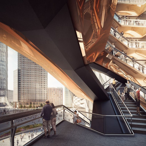 Vessel by Heatherwick Studio. Rendering by Forbes Massie-Heatherwick Studio