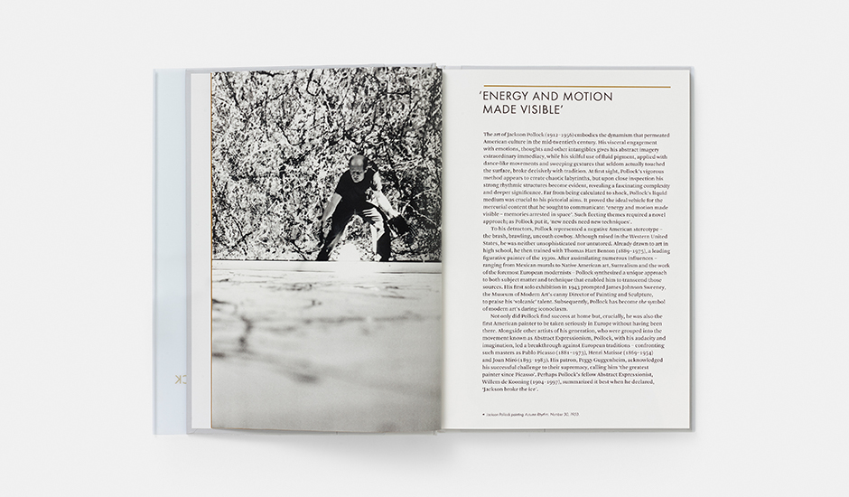A spread from our Jackson Pollock Phaidon Focus book, showing the artist at work