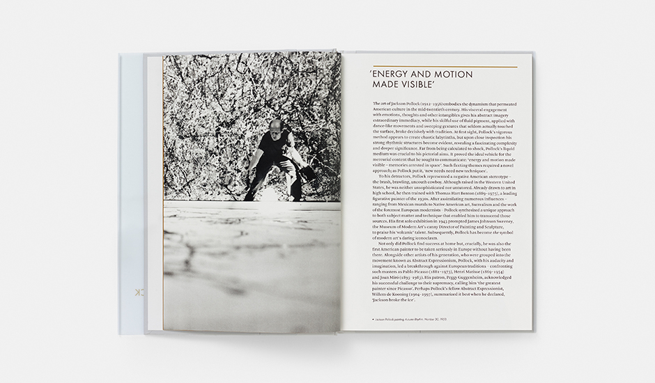 A spread from our Jackson Pollock Phaidon Focus book, showing the artist at work