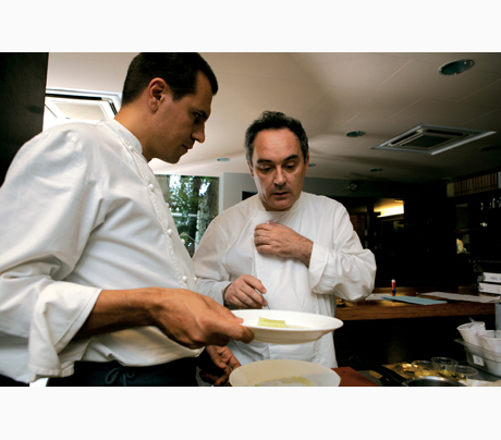 Ferran Adria in the elBulli kitchen back in the day, as reproduced in A Day at elBulli 