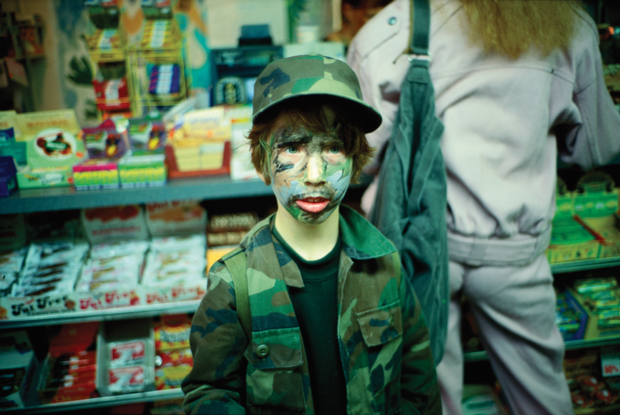 Io in camouflage, NYC, 1994 by Nan Goldin, as featured in Eden and After
