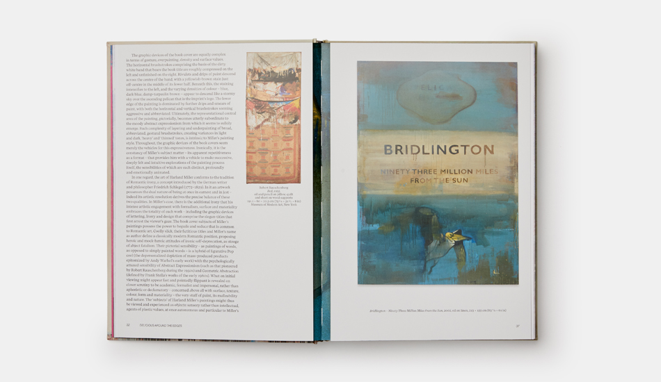 A spread from Harland Miller: In Shadows I Boogie, featuring his painting Bridlington – Ninety Three Million Miles from the Sun