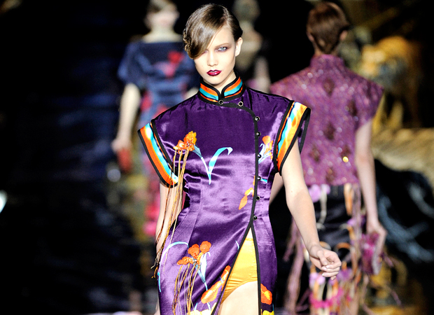 A model wears a creation by designer Marc Jacobs for Louis Vuitton Fall-Winter  2010/2011 Ready-to-Wear collection show held at the Cour Carre du Louvre in  Paris, France on March 10, 2010. Photo