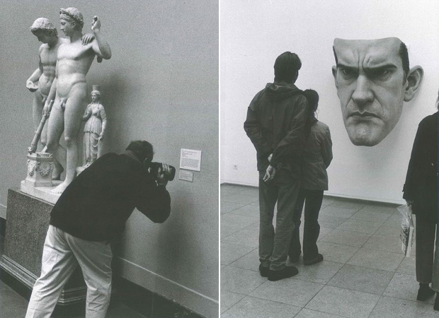 Elliot Erwitt's photographs from the series Museum Watching
Victoria and Albert Museum, London (1996) (left), Hamburger Bahnhof, Berlin (1998) (right)