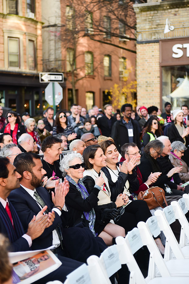 The audience at the unveiling of the New York City AIDS Memorial. Photograph by Max Flatow