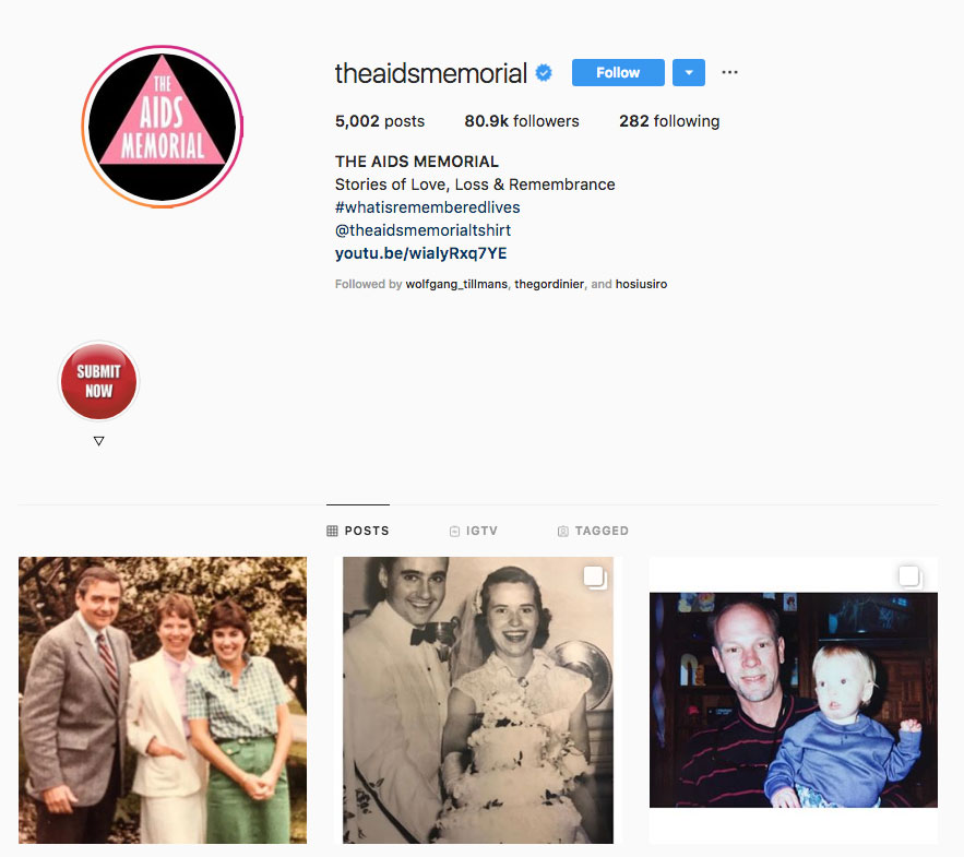 The Aids Memorial Instagram account