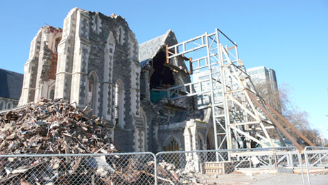 Christchurch Old Cathedral was reduced to rubble a year ago