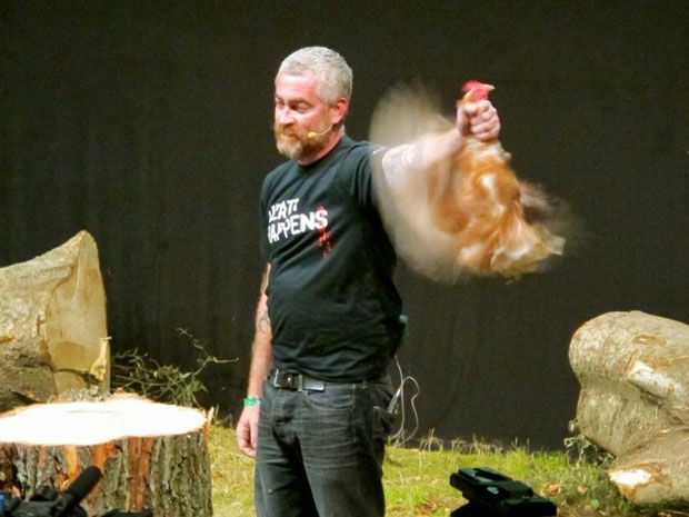 Alex Atala kills a chicken at MAD 2013