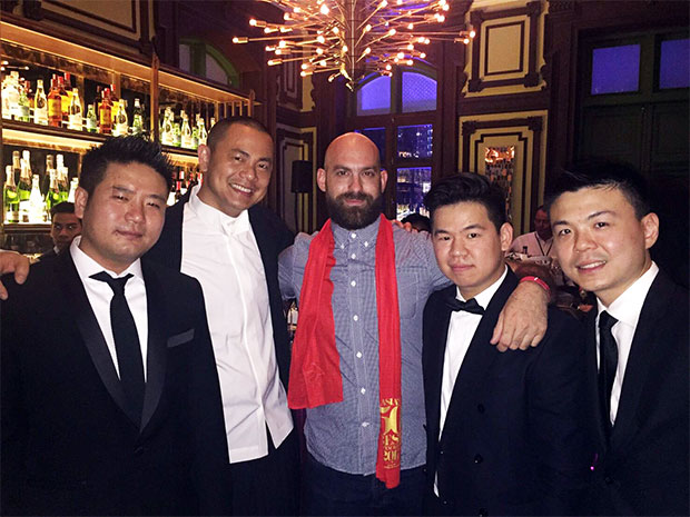 André and his brigade at the awards on Tuesday night. From left: Restaurant Andre’s executive chef Johnny Jiang; André Chiang; chef Dave Pynt from Burnt Ends; RAW Taipei chefs Zor Tan and Alain Huang