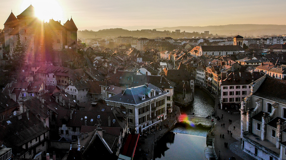 Drone-cs's shot of Annecy, France took third place in Dronestagram's recent contest