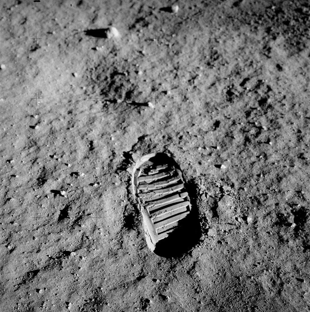 Apollo 11 boot print. Image via Wikimedia commons
