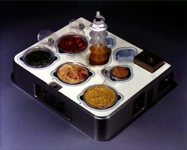 A typical meal aboard Apollo 7. Image courtesy of NASA