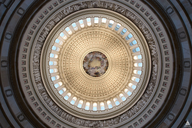The Dome of the Capitol with the Apotheosis of Washington (1865) by Constantino Brumidi in its centre