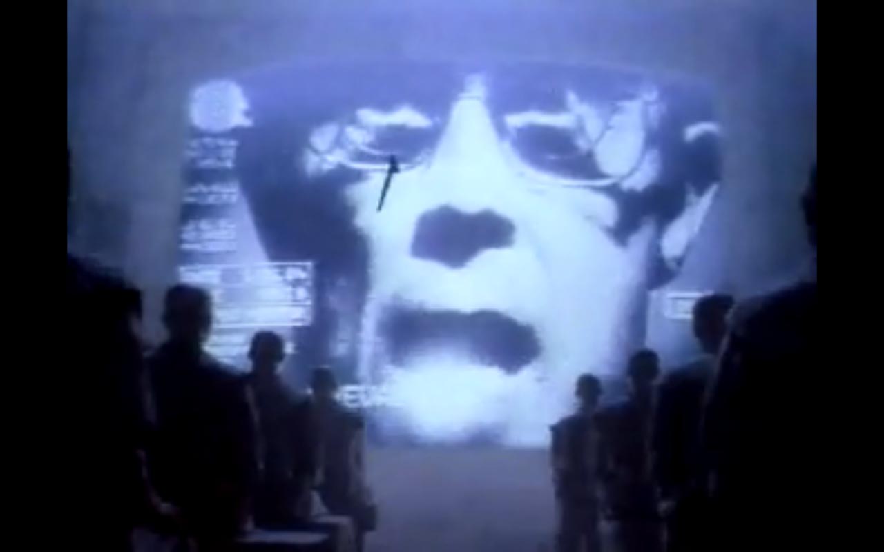 A still from Apple's 1984 Superbowl commercial, as reproduced in California
