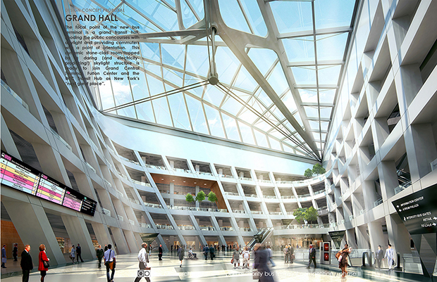 A rendering from Archilier Architecture Consortium's Port Authority Bus Terminal plan