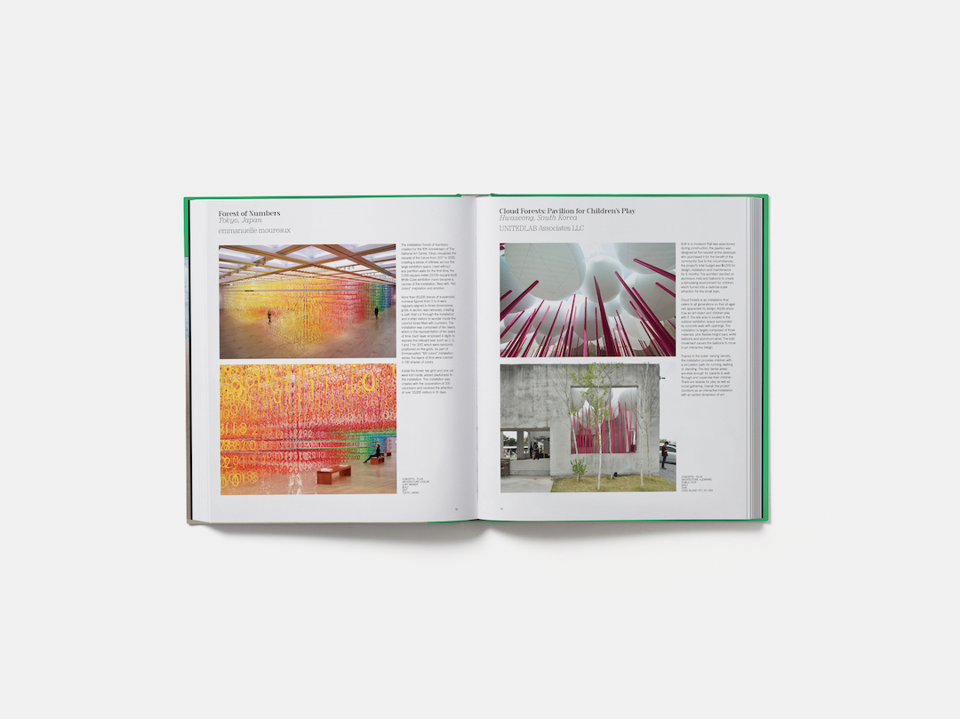 Pages from Architizer: The World's Best Architecture 2020 showing Forest of Numbers and Cloud Forests