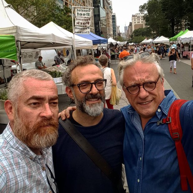 Alex Atala, Massimo Bottura and Davide Scabin in Union Square, New York. Image courtesy of Alex Atala's Instagram