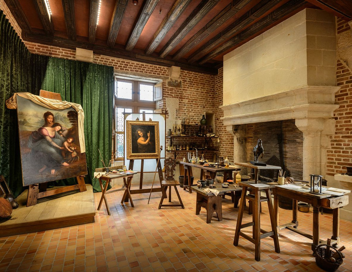 Leonardo da Vinci's workshop, Le Château du Clos Lucé – Parc Leonardo da Vinci, Amboise, France. Photo by Léonard de Serres. As reproduced in Life Meets Art