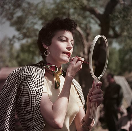 Ava Gardner on the set of The Barefoot Contessa, Tivoli, Italy, 1954, from Capa In Color