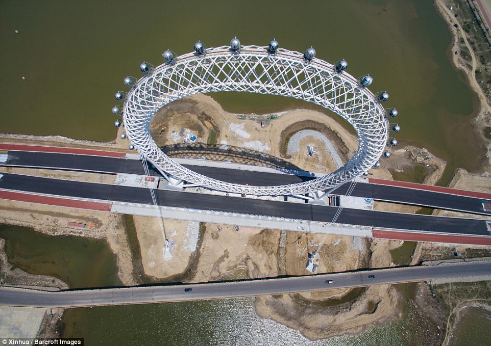 Bailing River Bridge Spokeless Ferris Wheel - China Construction Sixth Engineering Division - image courtesy Xinhuanet