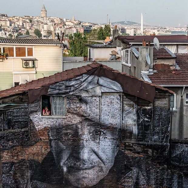 JR's work in Istanbul's Balat Neighberhood. Image courtesy of JR's Instagram 