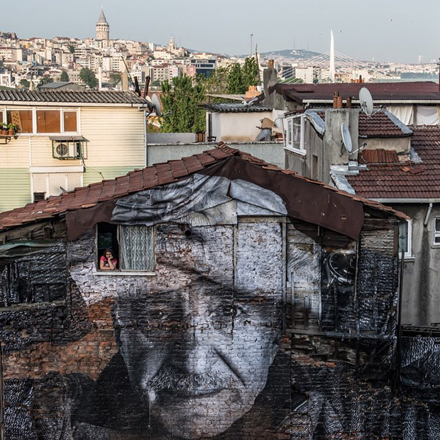 JR's work in Istanbul's Balat Neighberhood. Image courtesy of JR's Instagram