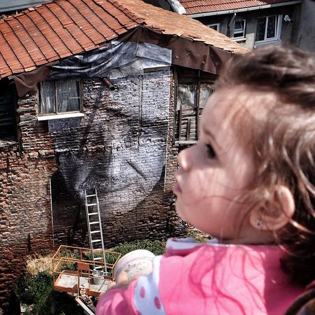 JR's work in Istanbul's Balat Neighberhood. Image courtesy of JR's Instagram 