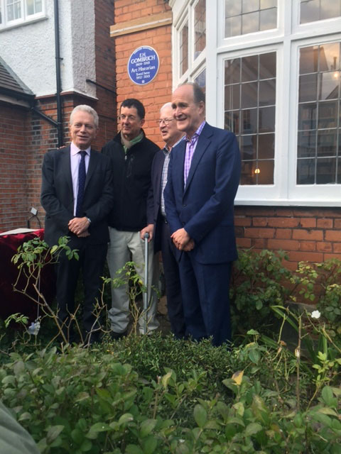 Sir Antony Gormley (second from left) and Sir Peter Bazalgette (far right) at the unveiling