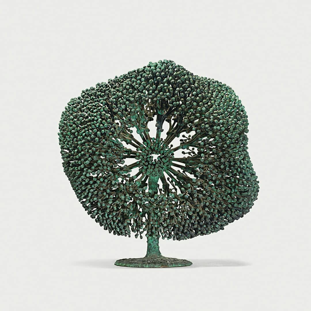 Untitled (bush form), c. 1970. Welded copper and bronze with applied patina. 161/2 x 161/2 in.  (41.9 x 41.9 cm). Images courtesy and copyright © 2019 Estate of Harry Bertoia / Artists Rights Society (ARS), New York/ Images courtesy of Wright.