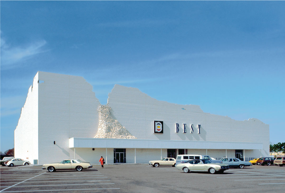 SITE, James Wines: Best Products Showroom, Houston, Texas, USA, 1979. Image courtesy of © James Wines / SITE, as reproduced in Postmodern Architecture: Less is a Bore