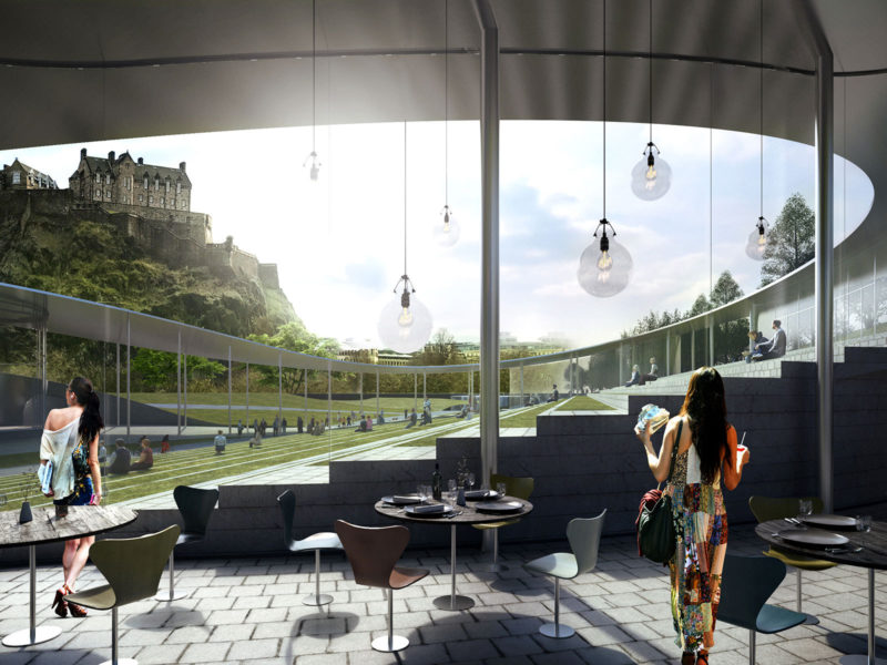 A rendering from BIG's bid for the Ross Pavilion International Design Competition
