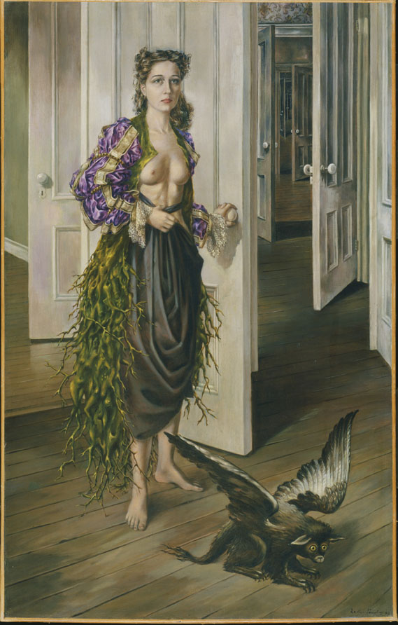 Birthday, 1942, Dorothea Tanning, American, 1910?2012, Oil on canvas, 40 1/4 x 25 1/2 inches (102.2 x 64.8 cm). Philadelphia Museum of Art, © Artists Rights Society (ARS), New York / VG Bild?Kunst, Bonn