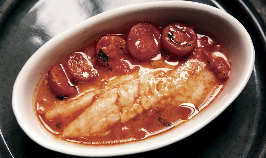 Cod in tomato water