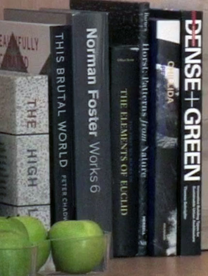 The High Line and This Brutal World on the shelf beside Ive. Note subtle branding in Alvar Aalto savoy vase