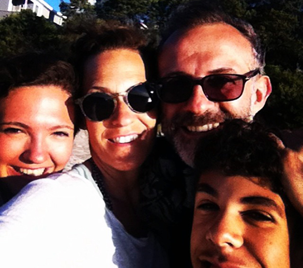 Massimo Bottura with his wife Lara Gilmore and their children Alexa and Charlie, 2014