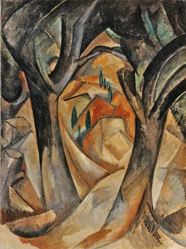 Trees at L'Estaque (1908) by Georges Braque. From The Met's Cubism exhibition. he Metropolitan Museum of Art, New York, Promised Gift from the Leonard A. Lauder Cubist Collection © 2014 Artists Rights Society (ARS), New York / ADAGP, Paris