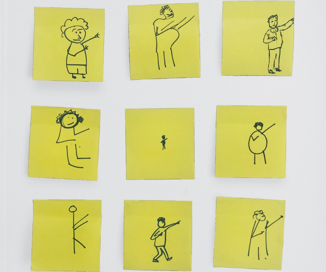 Stick men drawings. As reproduced in Bruce Mau: MC24