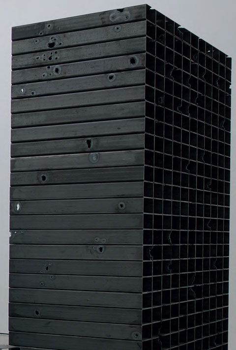 Detail from Bunker (2011), 22 mild-steel tubing structures, dimensions variable. Installation view at White Cube, London, 2011.