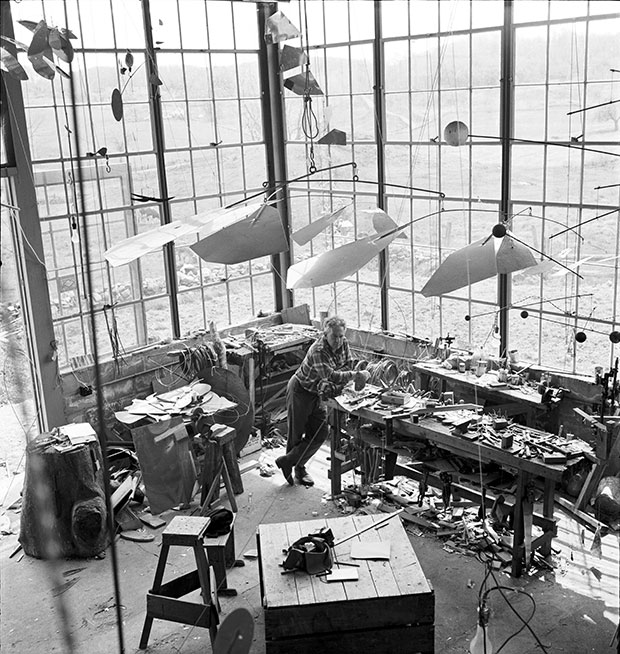 Alexander Calder in his Roxbury studio, 1941 -  Calder Foundation, New York / Art Resource, NY © ARS, NY and DACS, London 2014