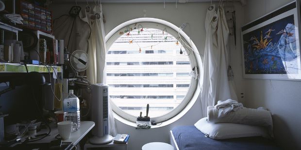 A room in Nakagin Capsule Tower. Photo by Noritaka Minami