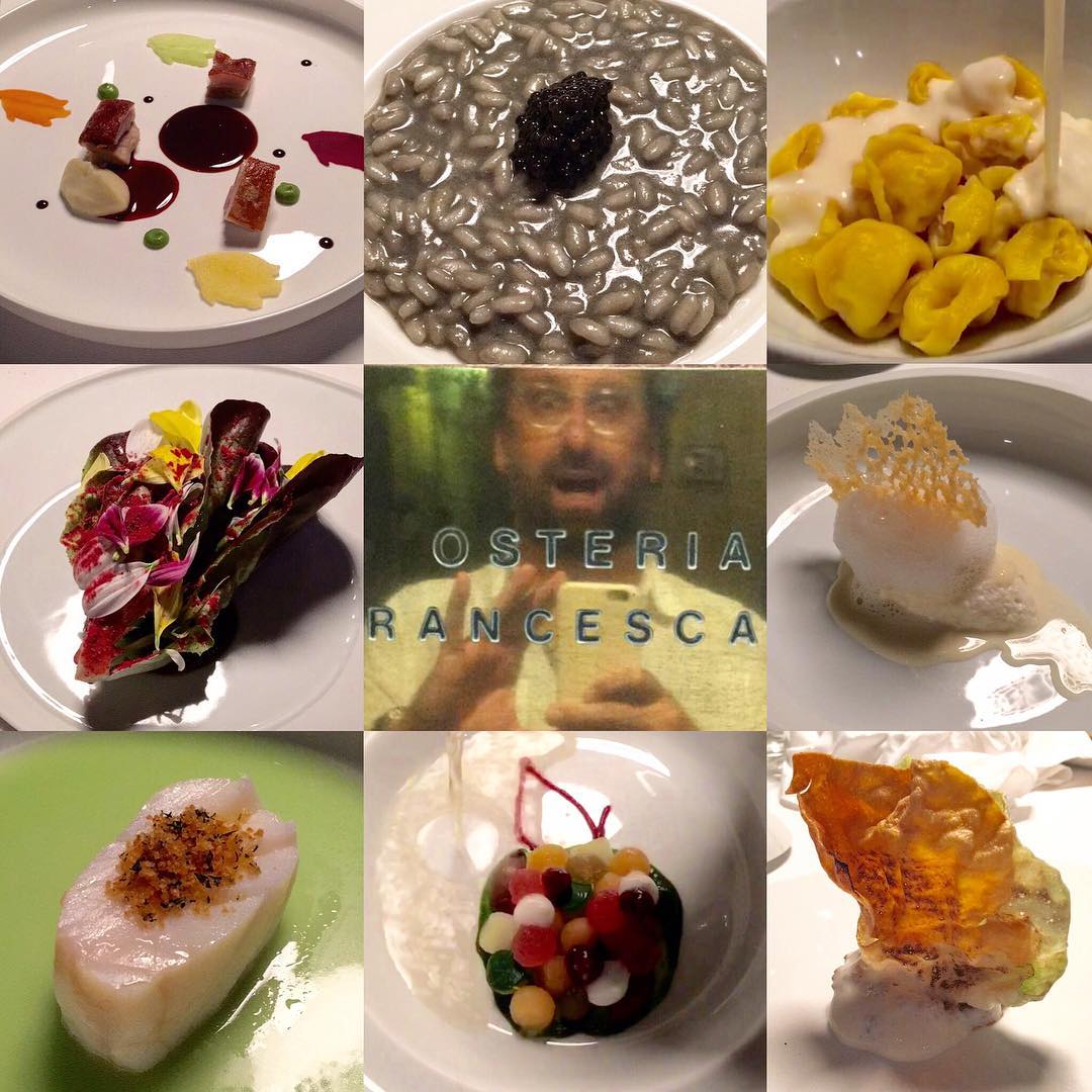 Eric Wareheim's Instagram collage of his meal at Osteria Francescana. Image courtesy of Eric Wareheim's Instagram