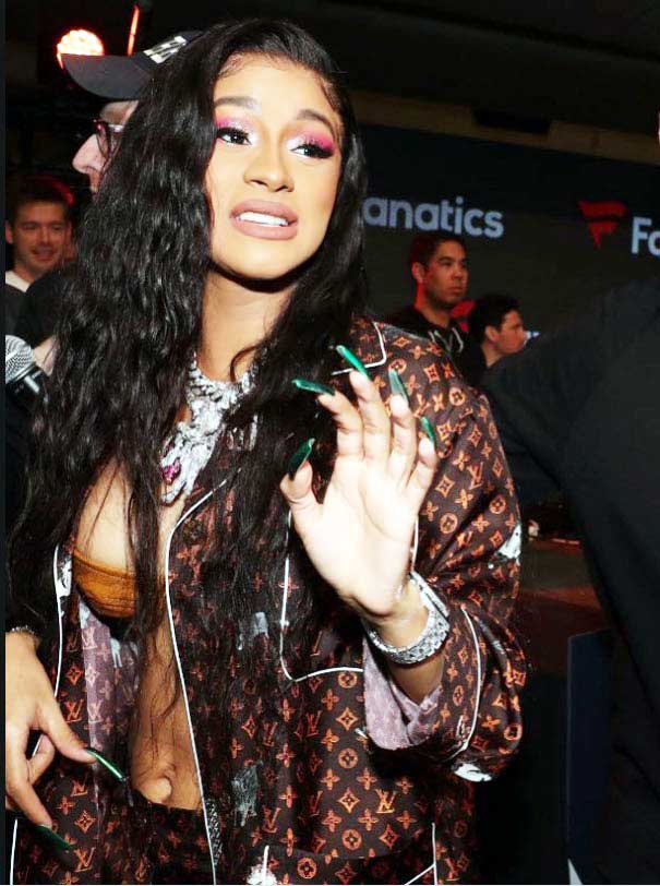 Cardi B at the Fanatics Super Bowl party. Image courtesy of Fanatics' Michael Rubin's Instagram