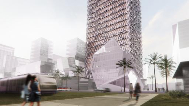 Renderings of the Casablanca Finance City Tower by Morphosis