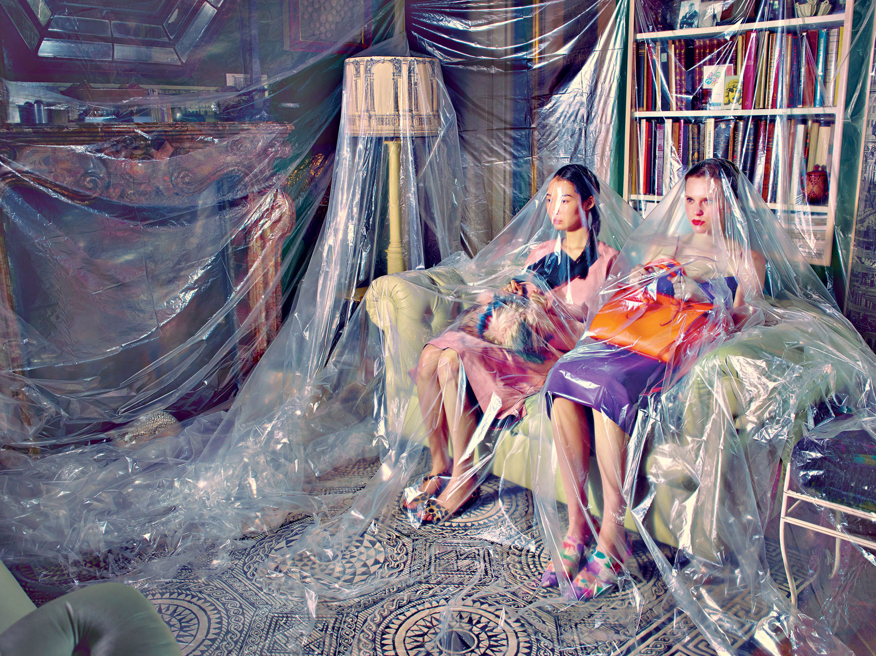 Left: coat, Sportmax; bag, Fendi; shoes, Stella Jean. Right: dress, Max Mara; bag, Céline; shoes, Ernesto Esposito. shot by Maurizio Cattelan and Pierpaolo Ferrari for New York Magazine
