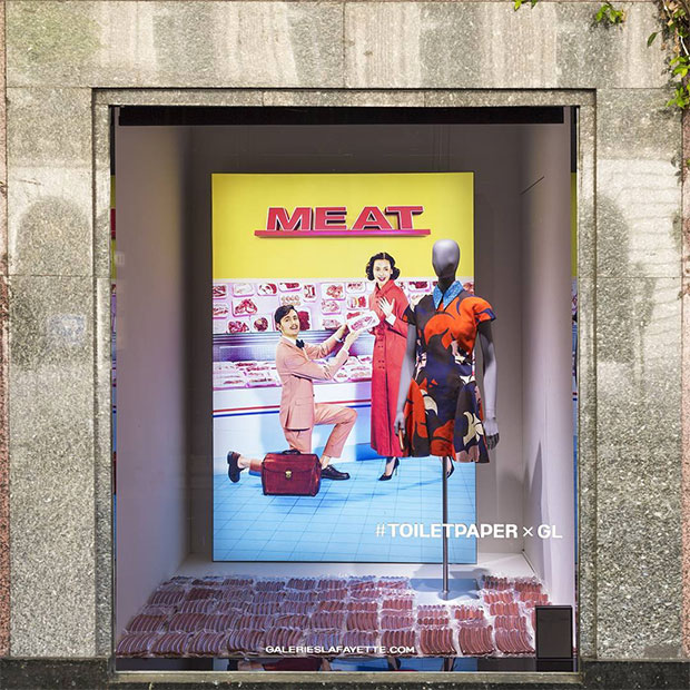 One of Toilet Paper's Galeries Lafayette windows. Image courtesy of Galeries Lafayette